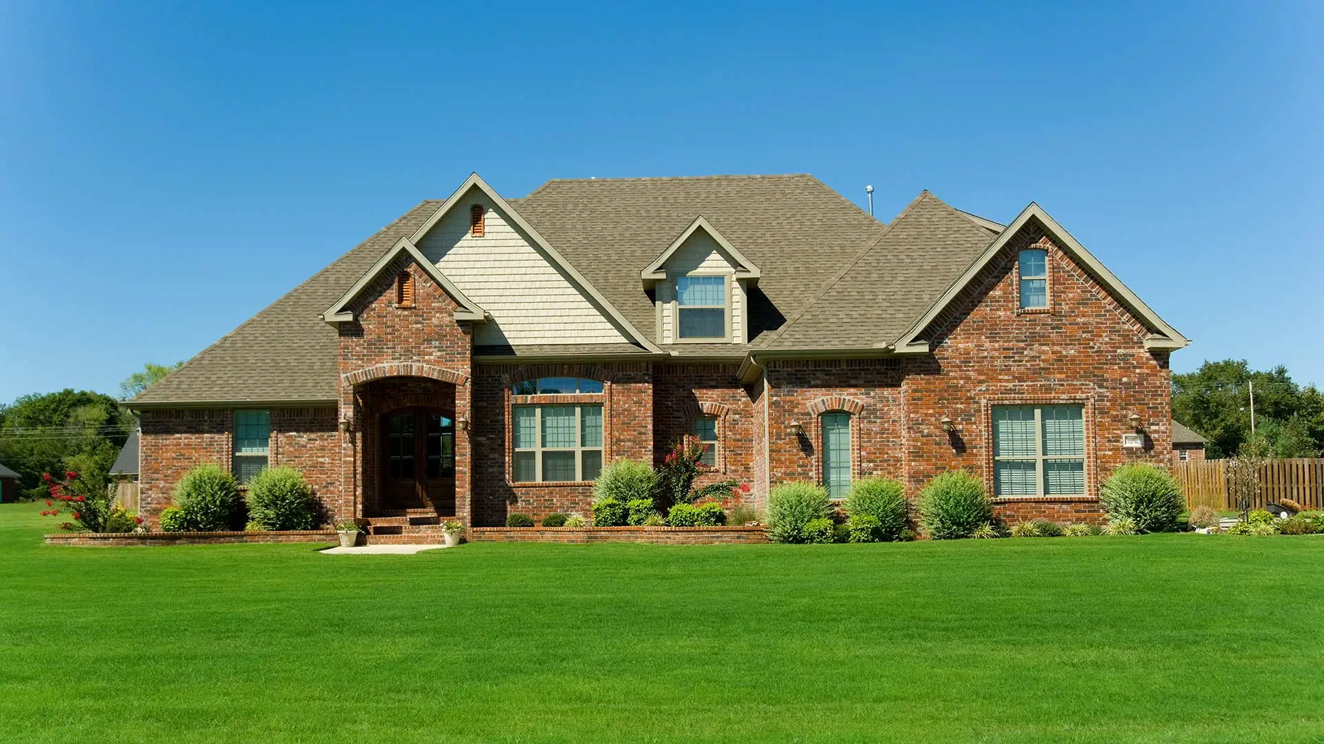 Home front with a healthy well maintained landscape near Collierville, TN.