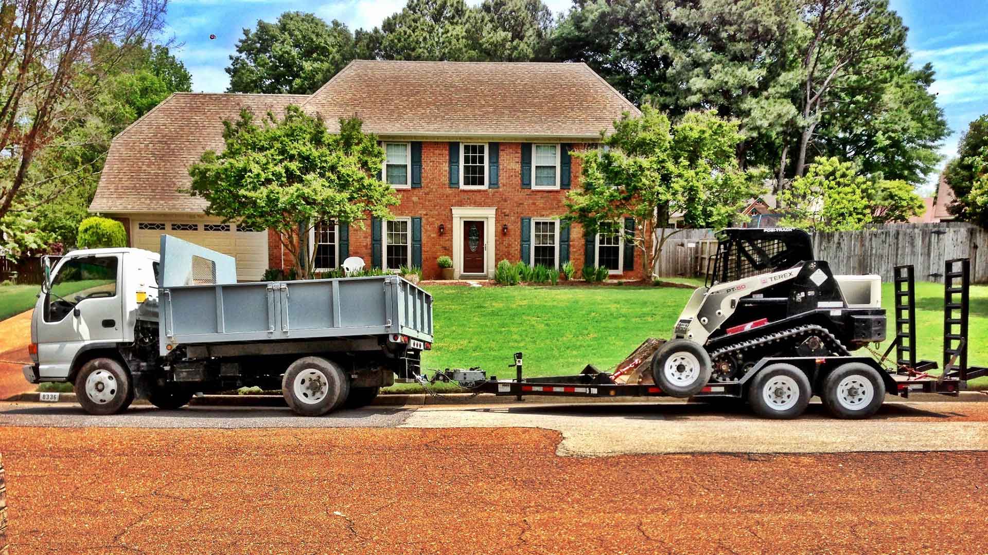 Landscaping equipment at a property in Uptown Memphis, Tennessee.