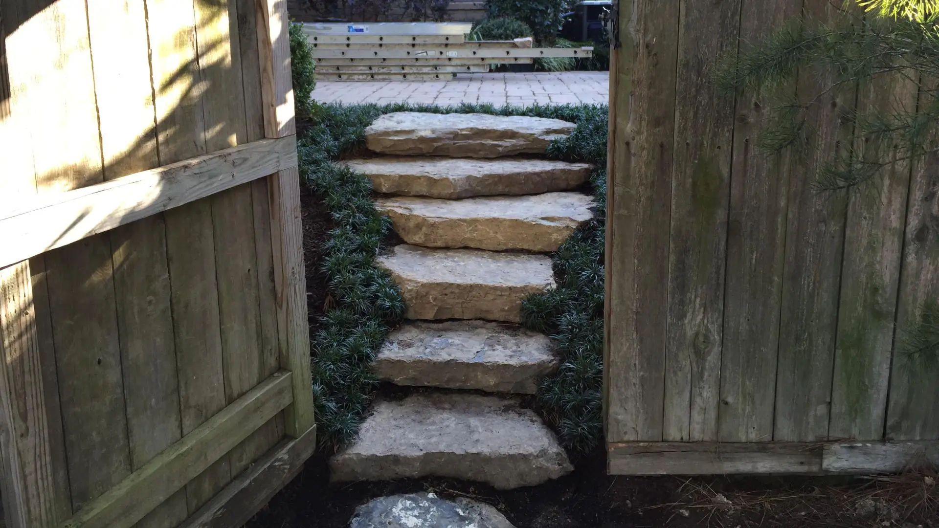 Outdoor stone pavers installed for outdoor steps in Collierville, TN.