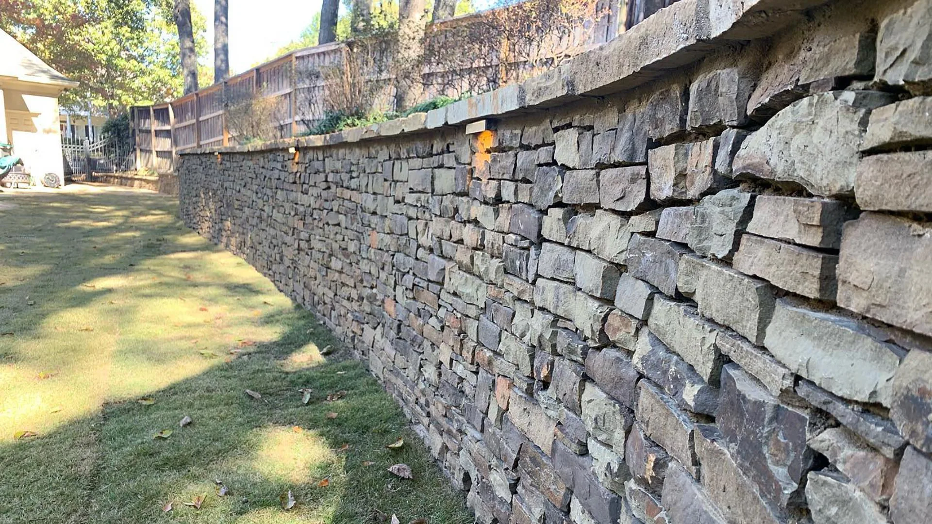 A retaining wall built by our team on a property in Oakland, TN.