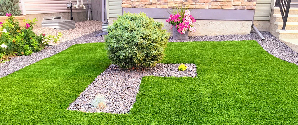 Artificial turf installed for front landscaping in Lakeland, TN.