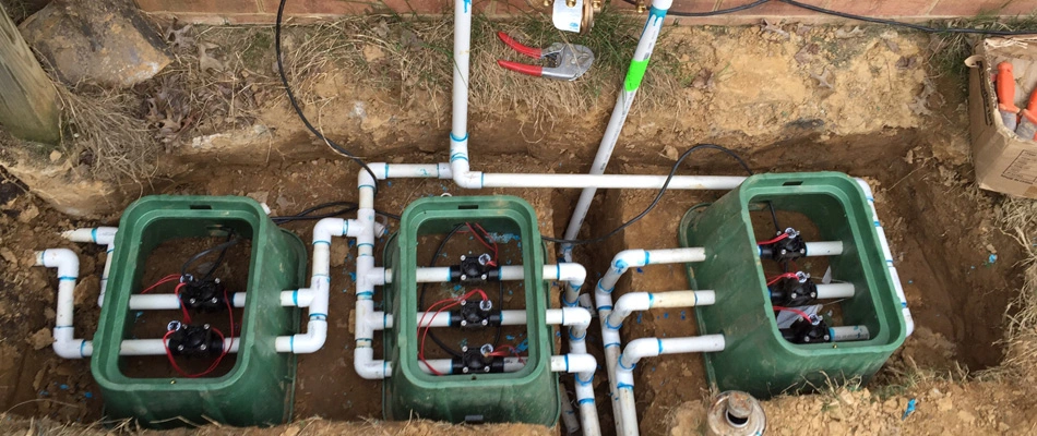 An irrigation system being worked on for a client in Cordova, TN.