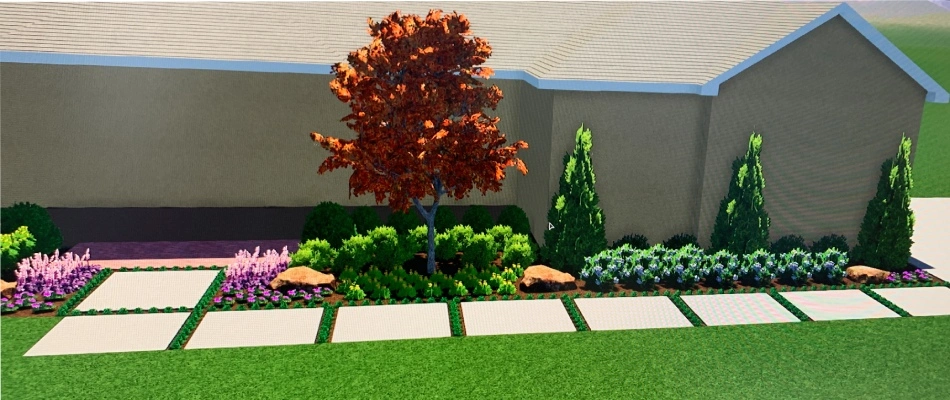 Landscape bed rendering in Arlington, TN.