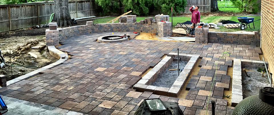 A patio under construction at a home in Bartlett, TN.