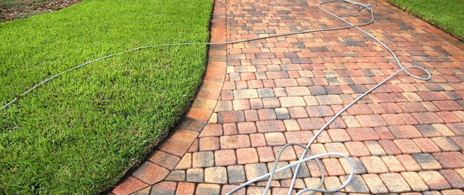 Red brick pavers for driveway installation in Bartlett, TN.