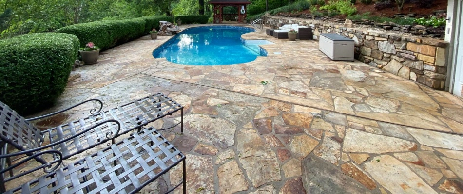 Custom patio built for pool in Germantown, TN.