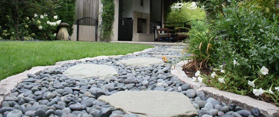 Rock walkway installed leading to patio in Sea Isle Park, TN.