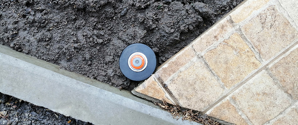 A sprinkler head newly installed on a property in East Memphis, TN.