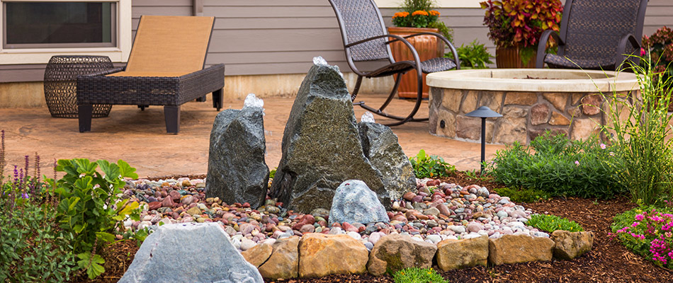 Stone bubblers installed in patio in Germantown, TN.