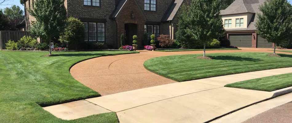 Weed-free front lawn at a home in Bartlett, TN.