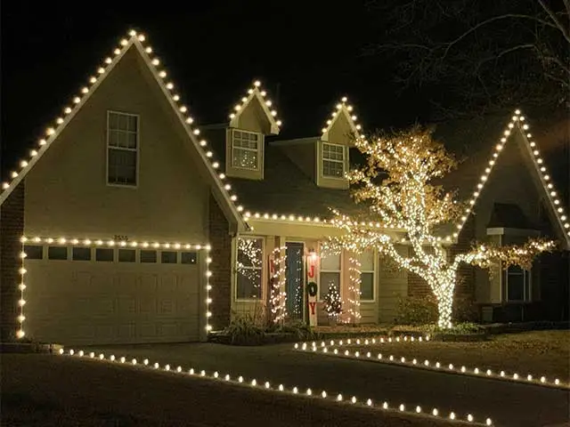 Holiday lights installed on a property in Memphis, TN.