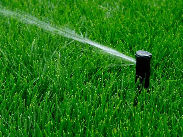 Newly installed irrigation system watering a property in Germantown, TN.