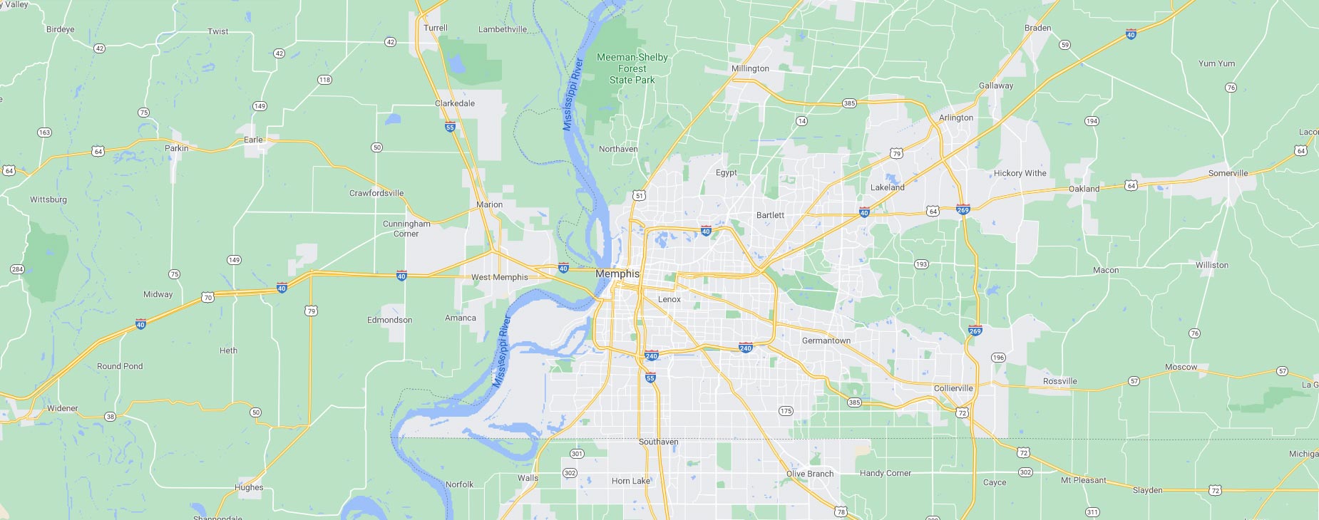 Map background of Memphis, TN.