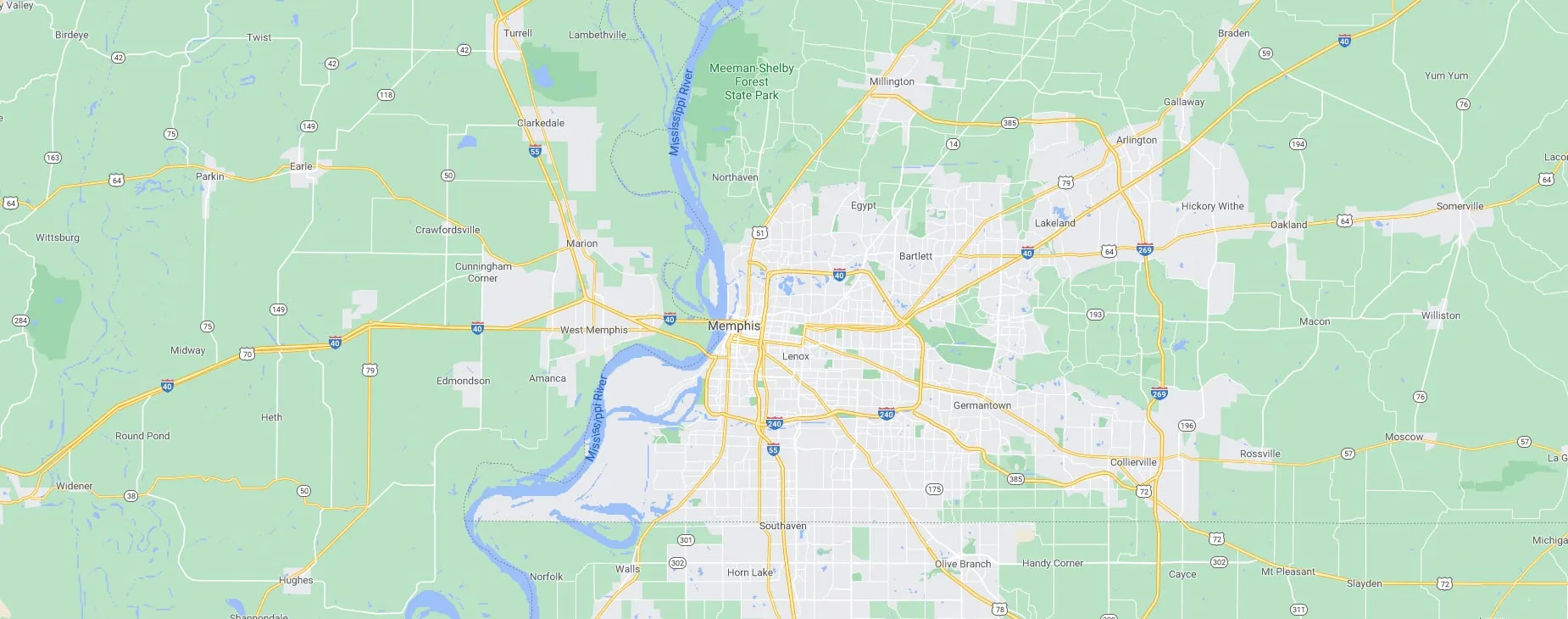 Map background of Memphis, TN.